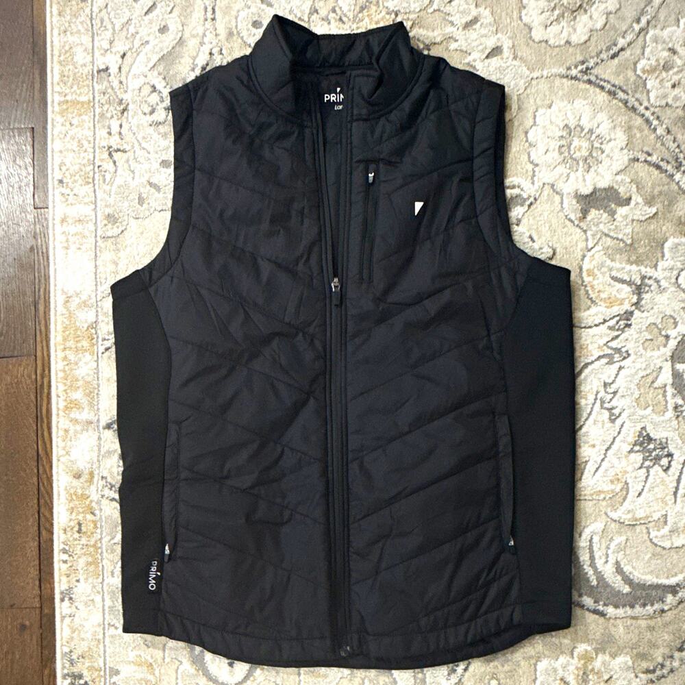 PRIMO Men's Black Puffer Vest Quilted Full Zip Stand-Up Collar Size L